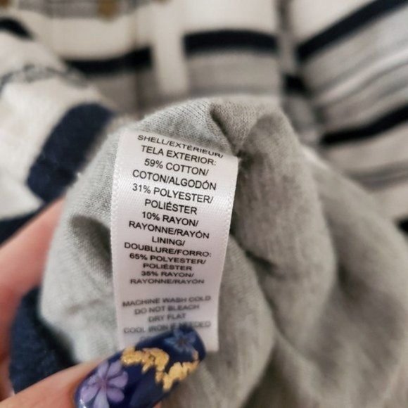 LOFT Breton Stripe Anorak Coat Navy & White Nautical Women's Size Medium - Picture 9 of 9